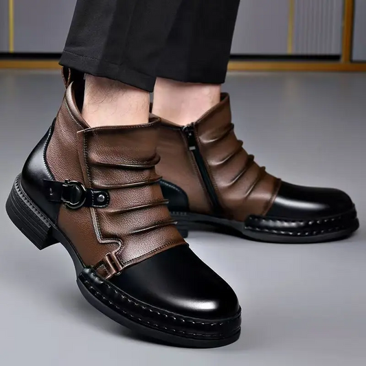 Men's New High-top Casual Leather Shoes Fashionable Versatile Boots