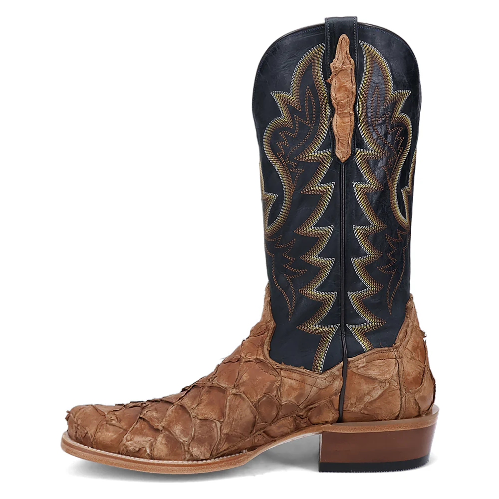 Embroidered Square Toe Pull On Cowboy Boots