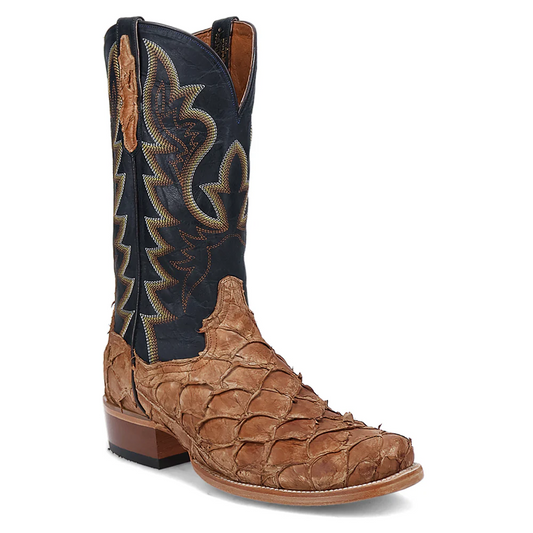 Embroidered Square Toe Pull On Cowboy Boots
