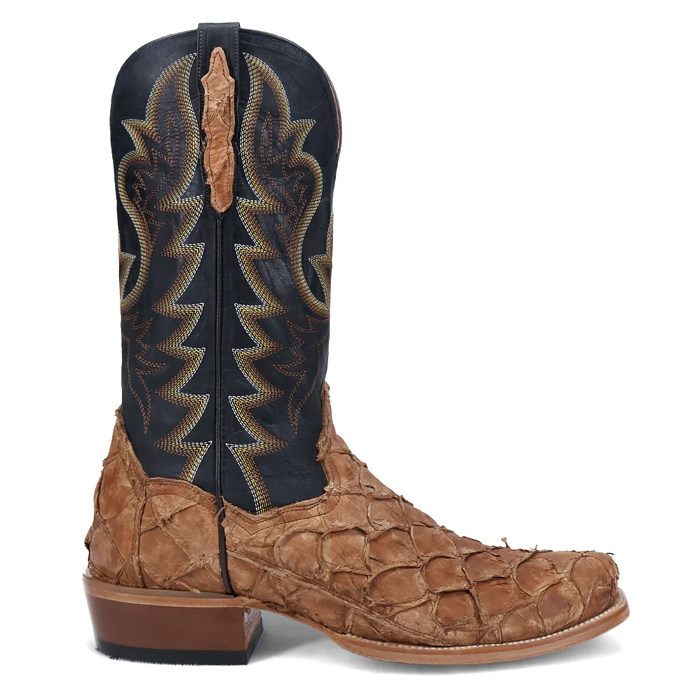 Embroidered Square Toe Pull On Cowboy Boots