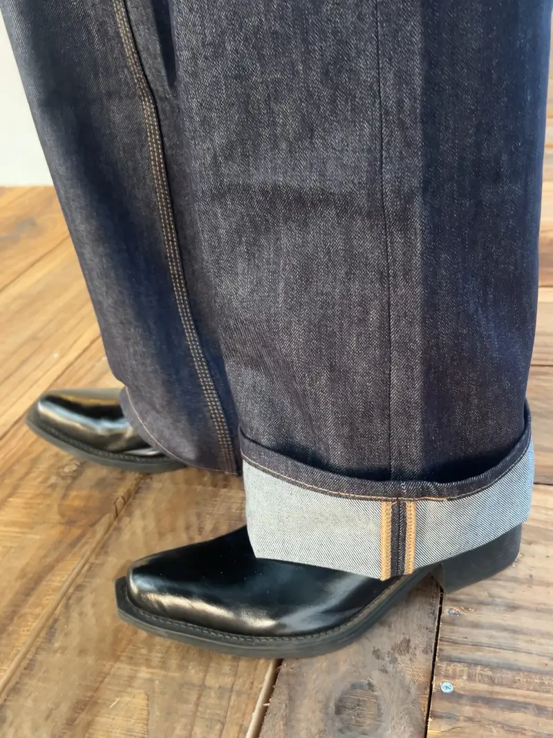 Lightly Flared Fit Raw Denim Jeans