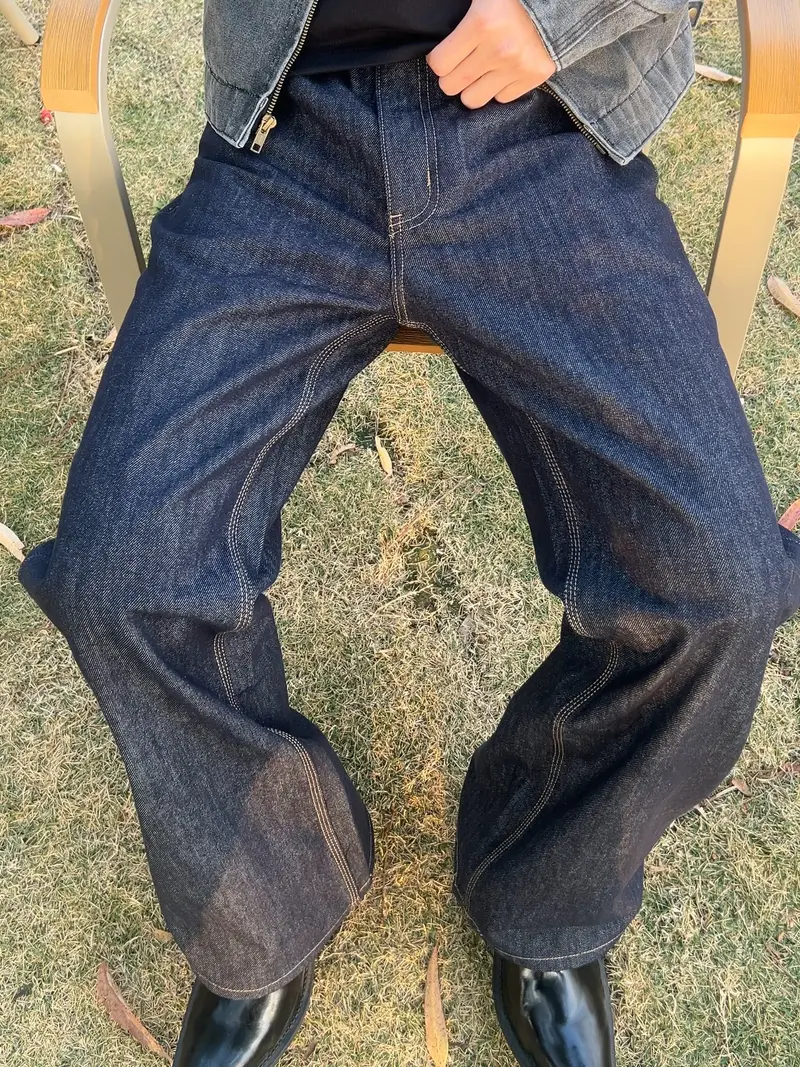 Lightly Flared Fit Raw Denim Jeans