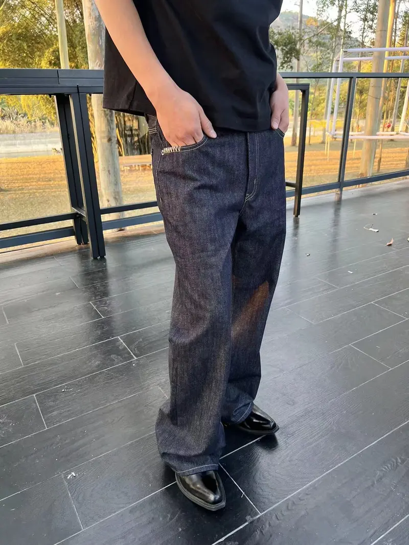 Lightly Flared Fit Raw Denim Jeans