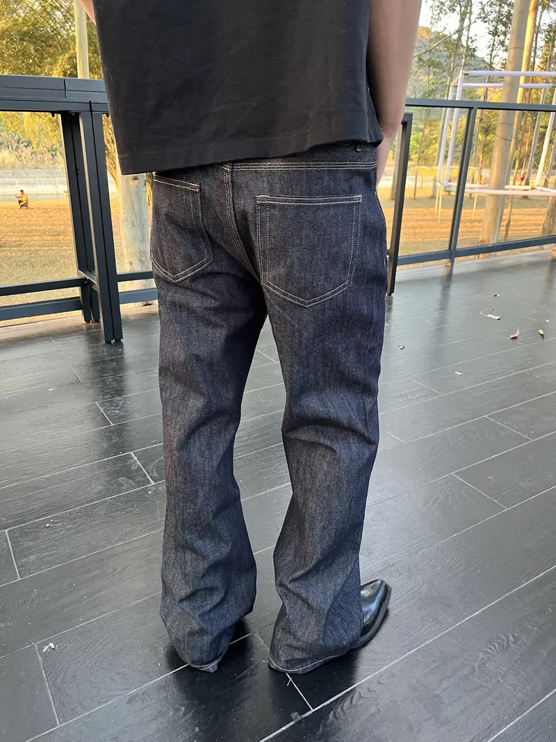 Lightly Flared Fit Raw Denim Jeans