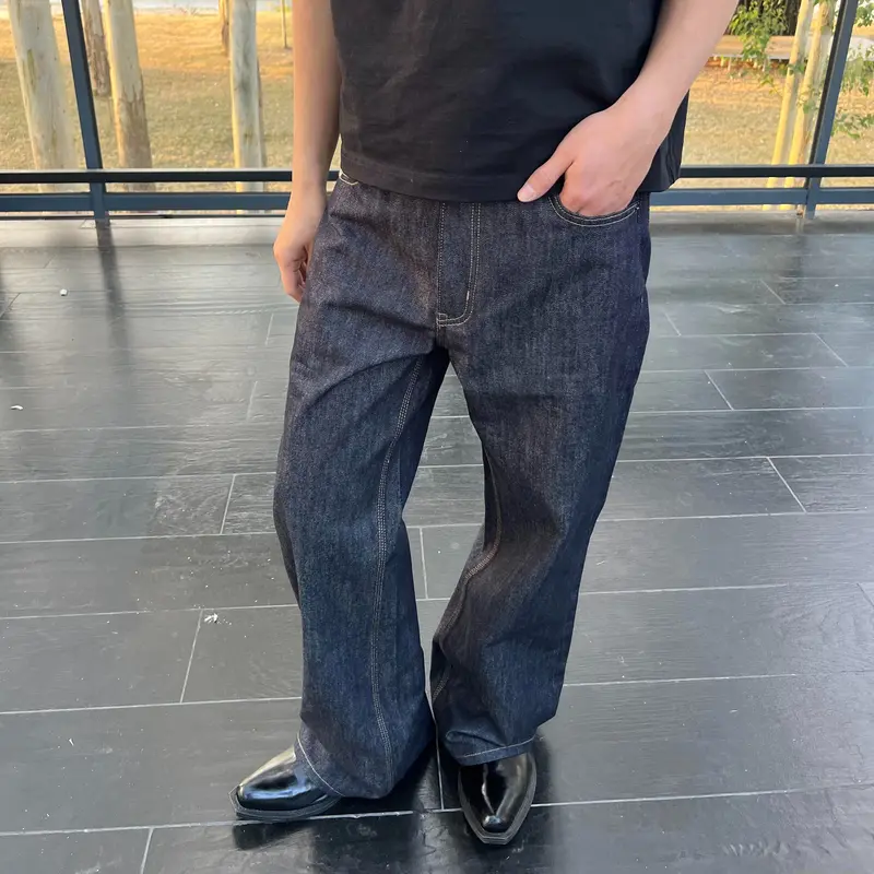 Lightly Flared Fit Raw Denim Jeans