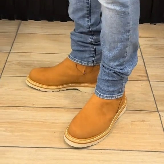 Oval Camel Pulurietan Botone Boots