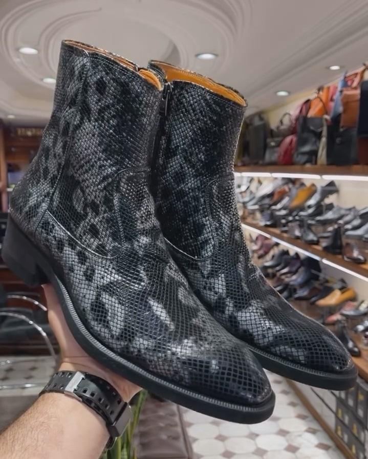 Italian Handmade Snakeskin Chelsea Boots