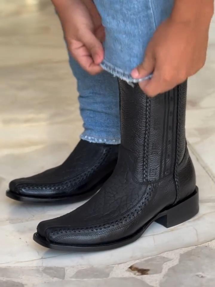 Vintage Handmade Solid Color Leather Boots