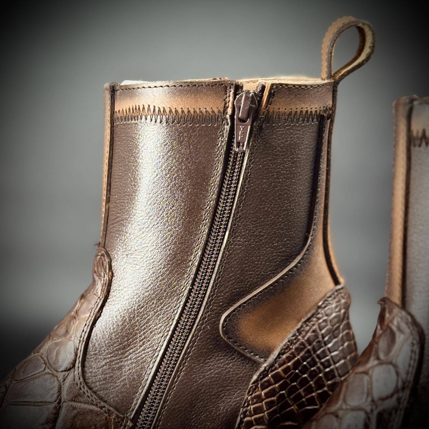 Mens British Vintage Handmade Leather Python Boots