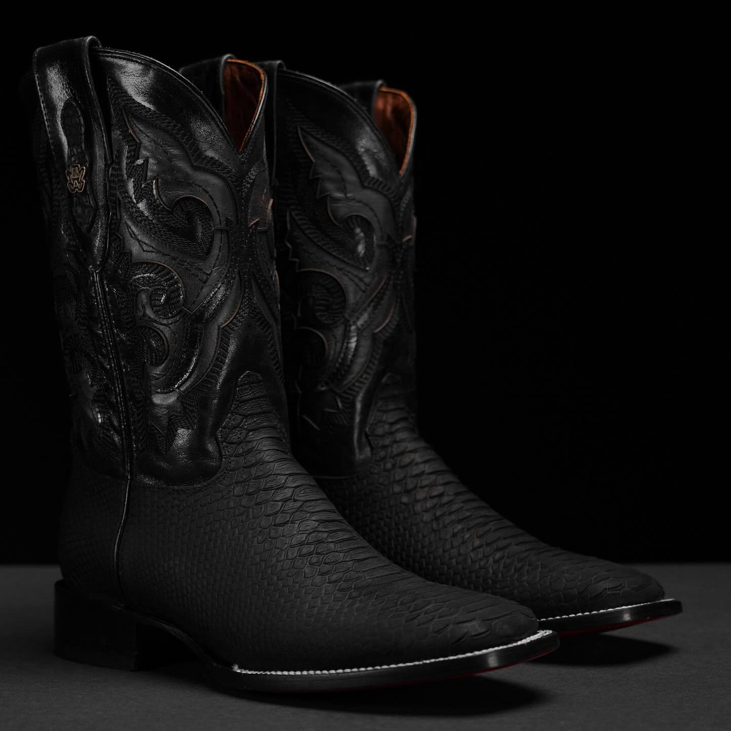 Men's Handmade Black Python Cowboy Boots