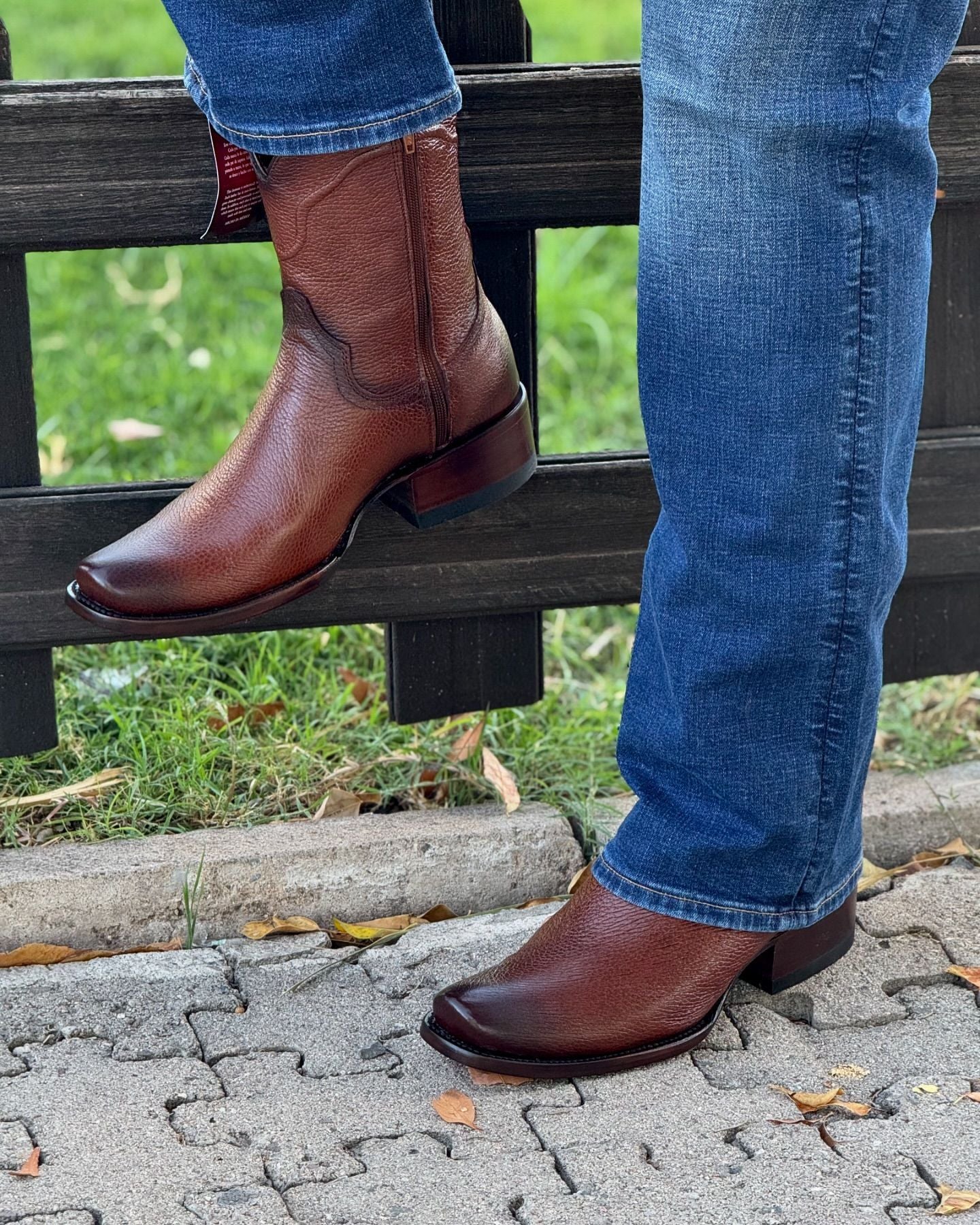 Hand-Woven Cowhide Cowboy Boots