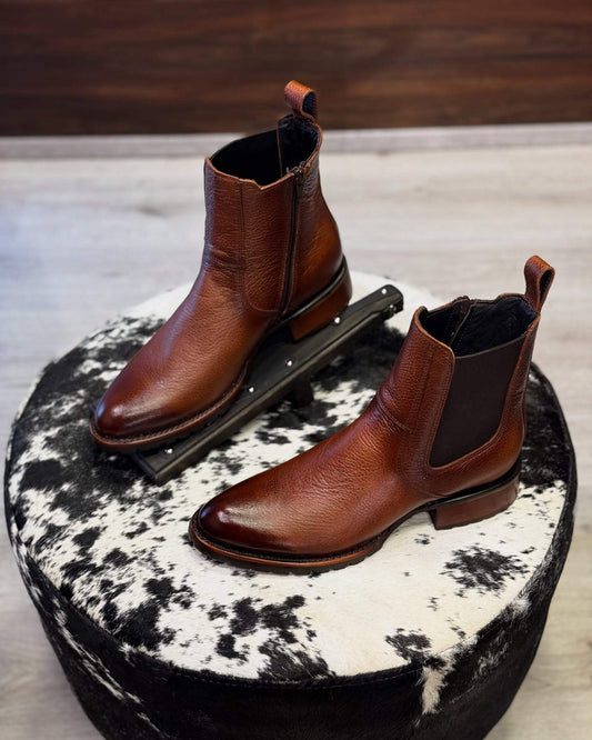 Vintage Handmade Solid Color Leather Boots