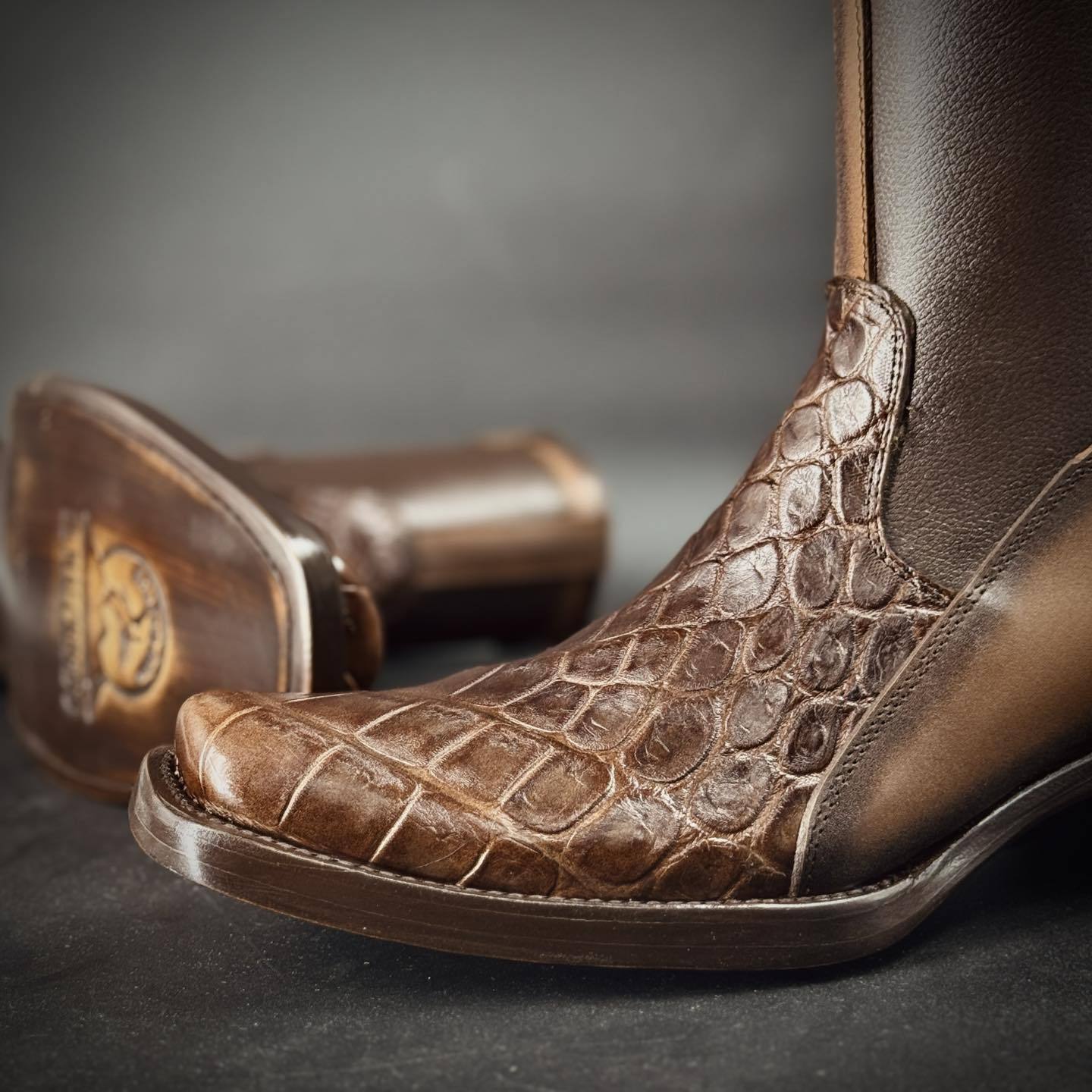 Mens British Vintage Handmade Leather Python Boots