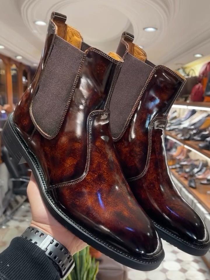 Hand Painted Cowhide Chelsea Boots