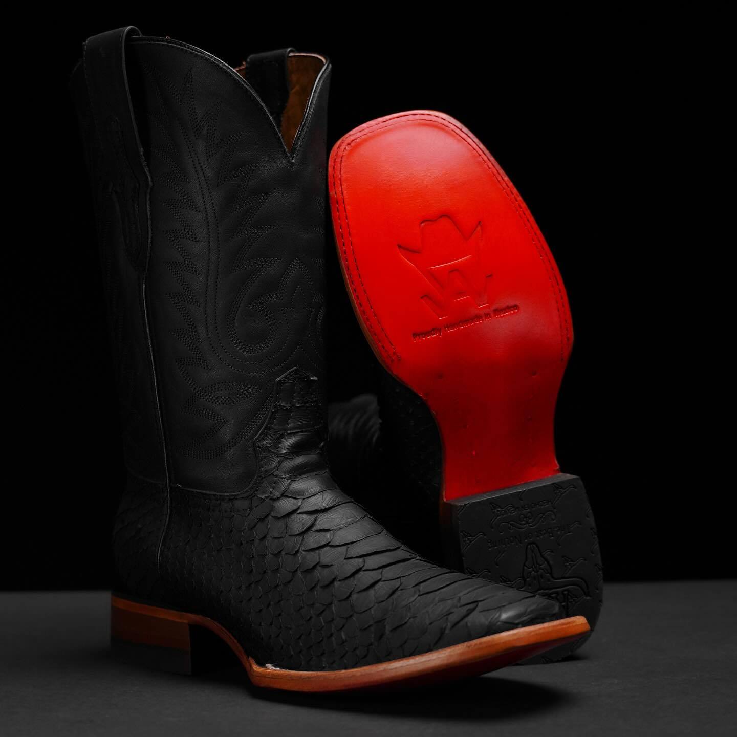 Men's Black Python Cowboy Boots