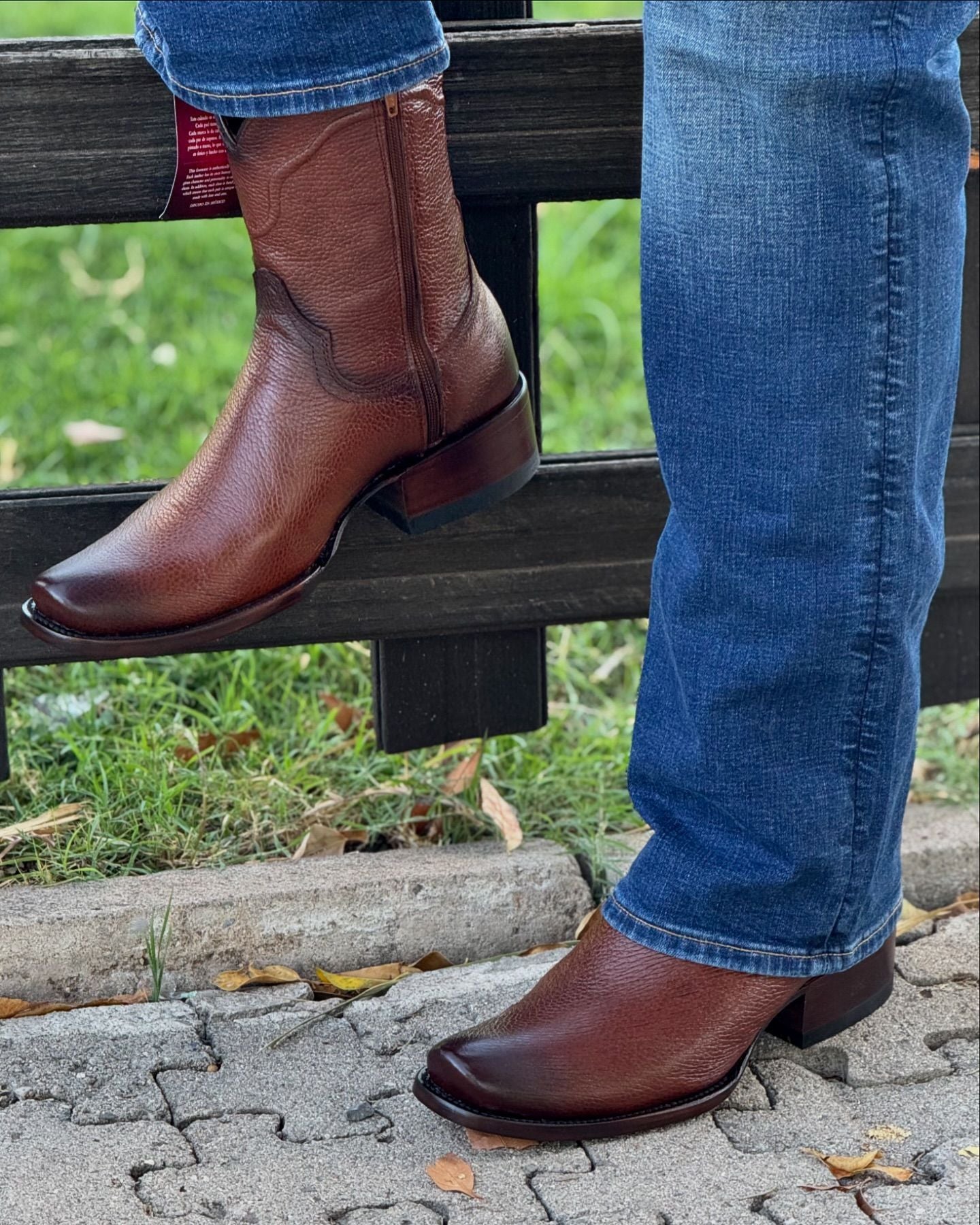 Hand-Woven Cowhide Cowboy Boots