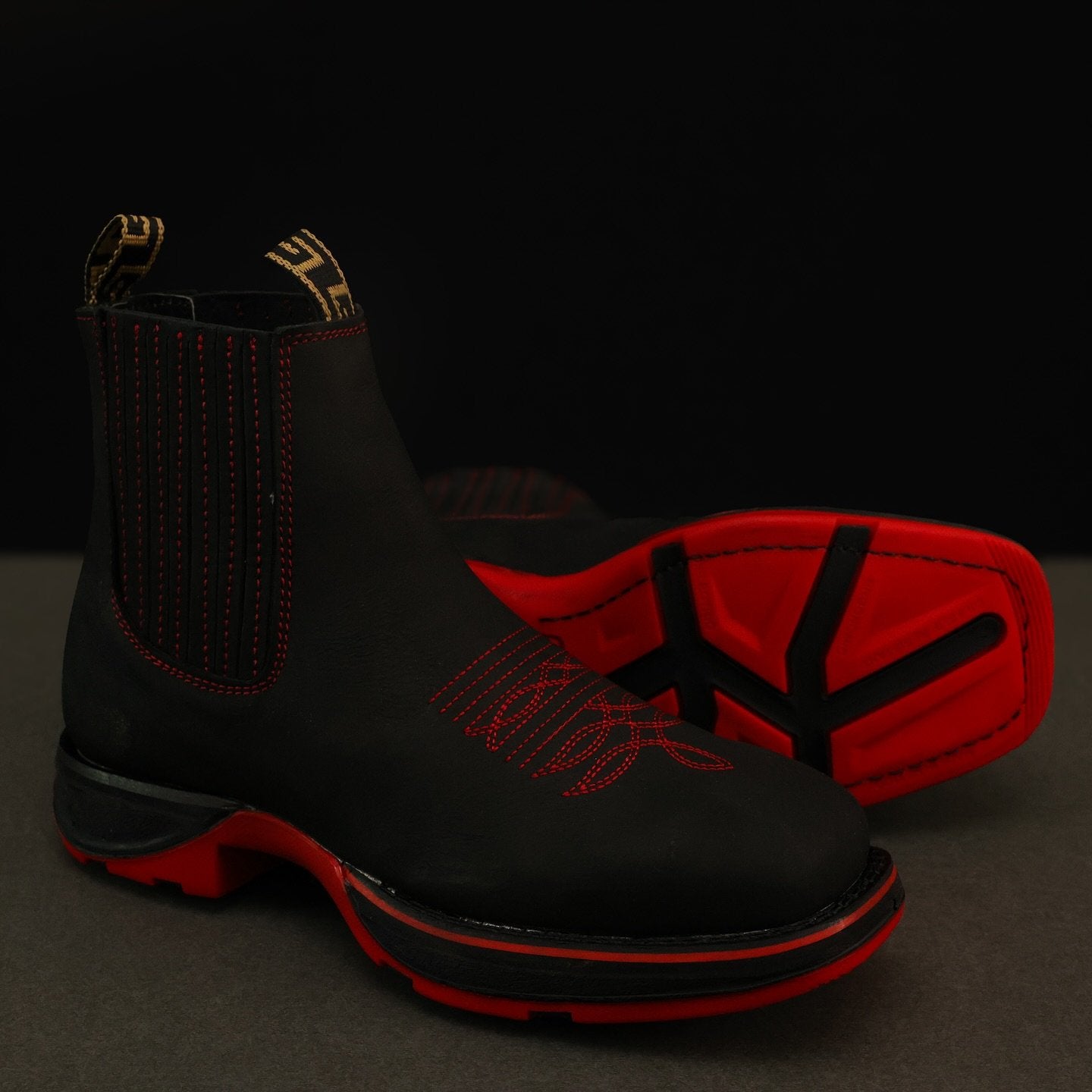 Hand Embroidered Men's Ostrich Square Head Boots