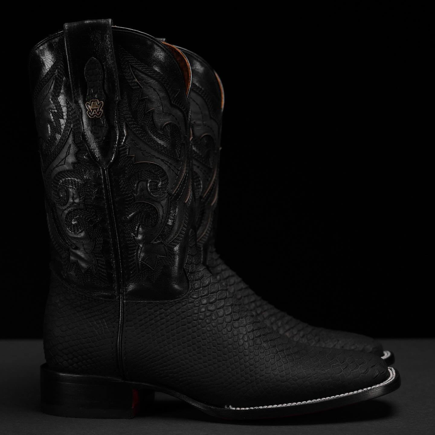 Men's Handmade Black Python Cowboy Boots