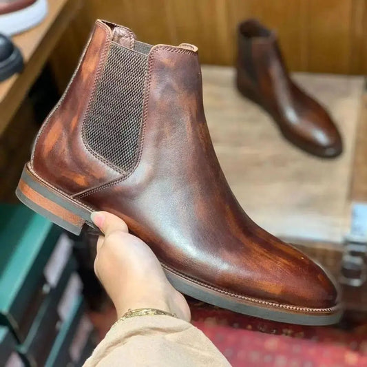 Hand Painted Cowhide Chelsea Boots